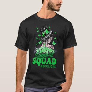 Support Squad Messy Bun Butterfly Green Ribbon Sco T-Shirt