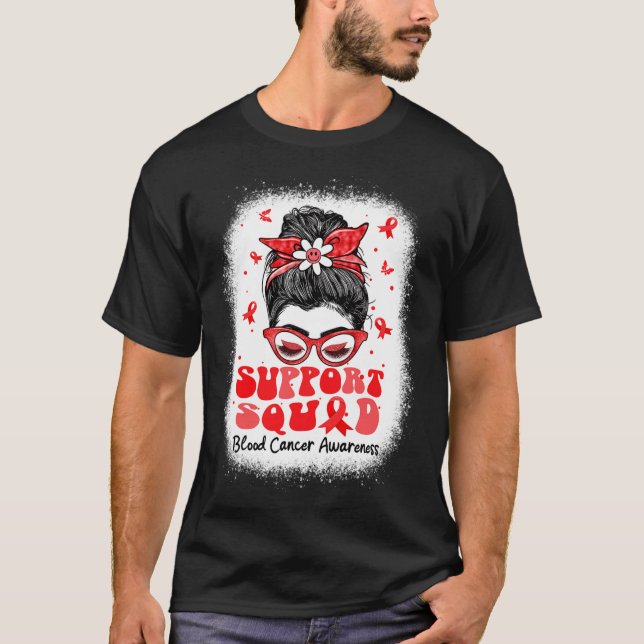 Support Squad Messy Bun Butterfly Red Ribbon Blood T-Shirt (Vorderseite)