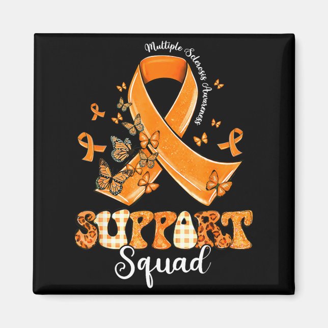 Support Squad Orange Ribbon Butterfly Ms Awareness Magnet (Vorne)
