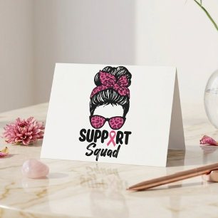 Support-Squad Pinkes Schleifen-Schlampiger-Dutt-De Dankeskarte