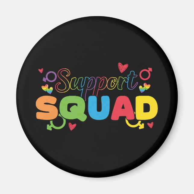 Support Squad - Rainbow Hearts Pride Ally Magnet (Vorne)