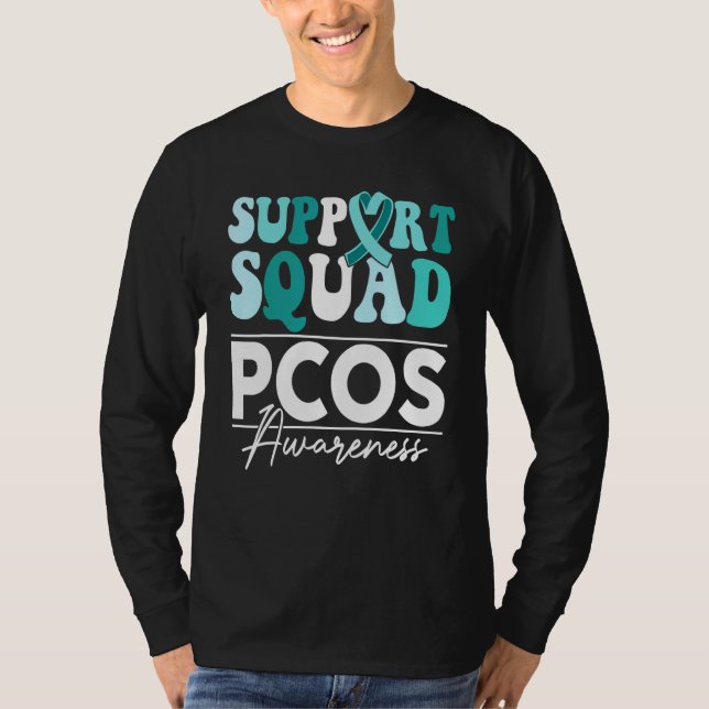 Support Squad Sunflower Hair Butterfly PCOS Awaren T-Shirt (Vorderseite)