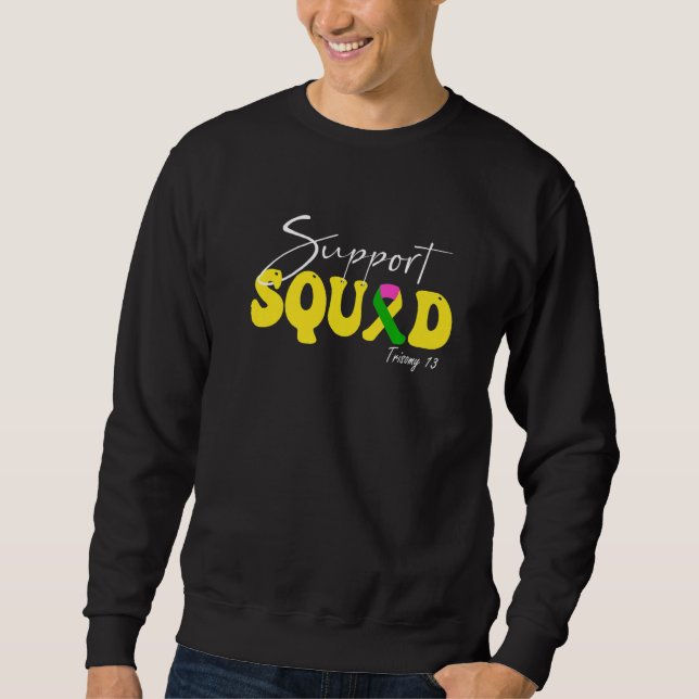 Support Squad Trisomy 13 Awareness Yellow & Green  Sweatshirt (Vorderseite)