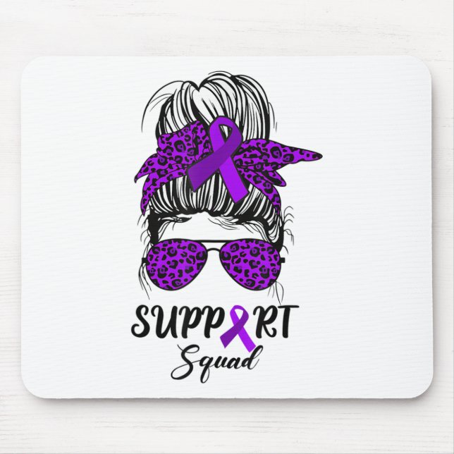 Support-Squad Unordentlicher Knoten Lila Krieger H Mousepad (Vorne)