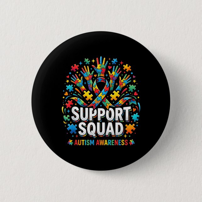 Support-Team Autismus-Bewusstsein Puzzle-Band Händ Button (Vorderseite)