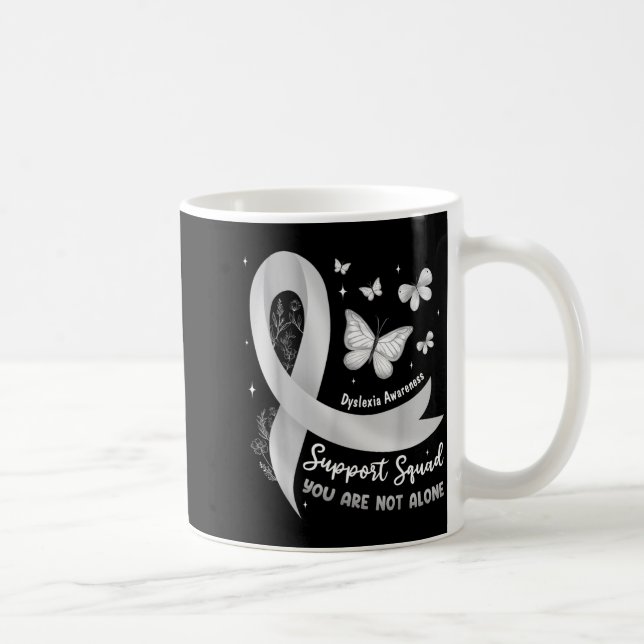 Support-Team Dyslexie-Bewusstsein Silbernes Band Kaffeetasse (Rechts)