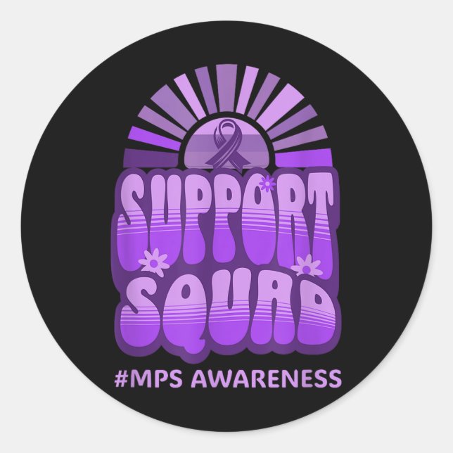 Support-Team für Squad Mps Awareness Retro Groovy Runder Aufkleber (Vorderseite)