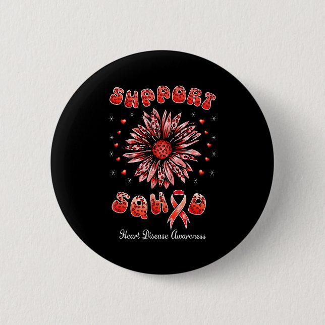 Support-Team Herzkrankheit Bewusstsein Roter Band  Button (Vorderseite)