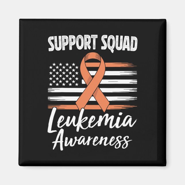 Support-Team Leukämie-Bewusstsein Orange Band Blo Magnet (Vorne)