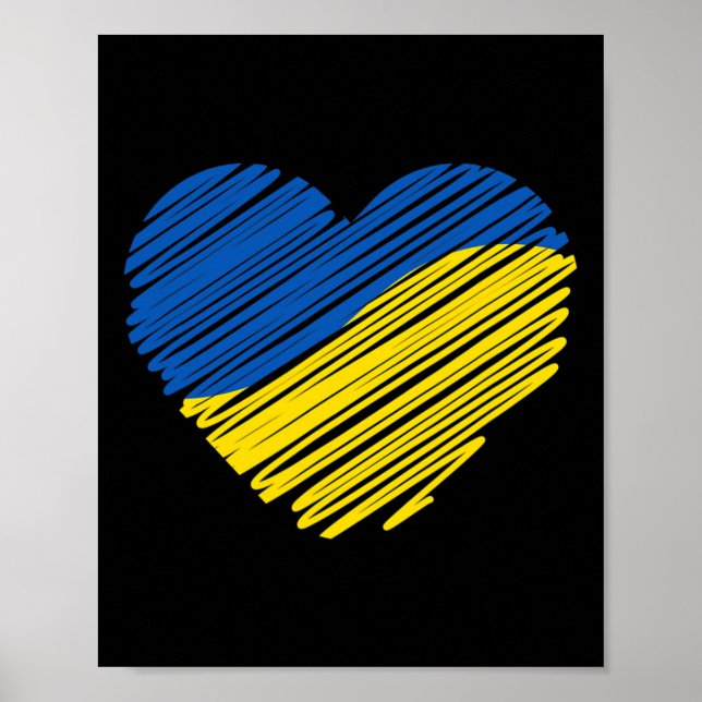 Support Ukraine Heart Ukrainian Flag  Poster (Vorne)