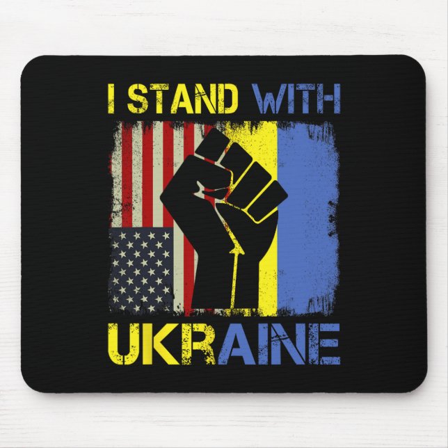 Support Ukraine I Stand With Ukraine Ukrainian Fla Mousepad (Vorne)