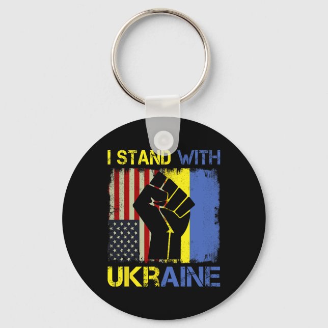 Support Ukraine I Stand With Ukraine Ukrainian Fla Schlüsselanhänger (Vorderseite)