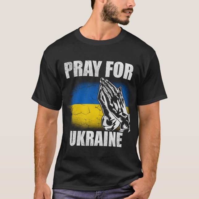 Support Ukraine Pray For Ukraine Ukraine Flag Peac T-Shirt (Vorderseite)