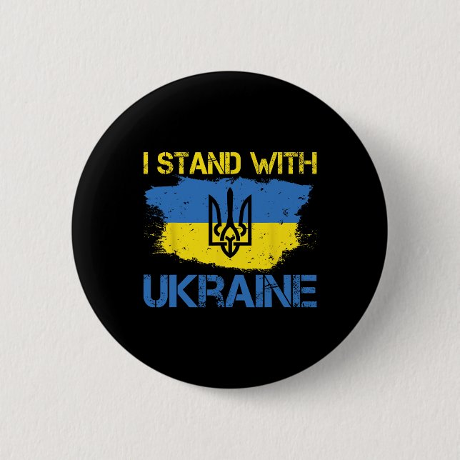 Support Ukraine With This Ukraine Flag I Stand Wit Button (Vorderseite)