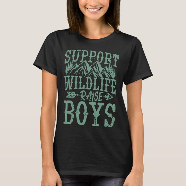 Support wildlife raise boys wilderness & tent camp T-Shirt (Vorderseite)