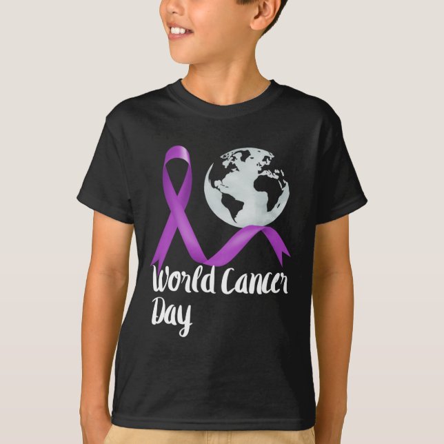 Support World Cancer Day Lavender Graphic Kids And T-Shirt (Vorderseite)