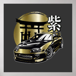 Supra Mk 4 Golden Drift Car Poster