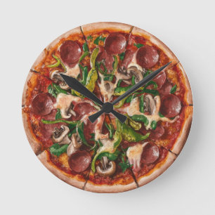 Supreme Pizza Runde Wanduhr
