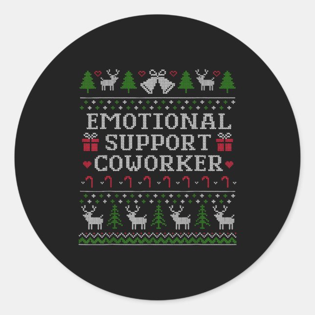 Suprt Coworker Retro Ugly Christmas Saying Quote  Runder Aufkleber (Vorderseite)