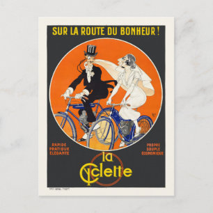 Sur la route du bonheur La Cyclette Vintage Poster Postkarte