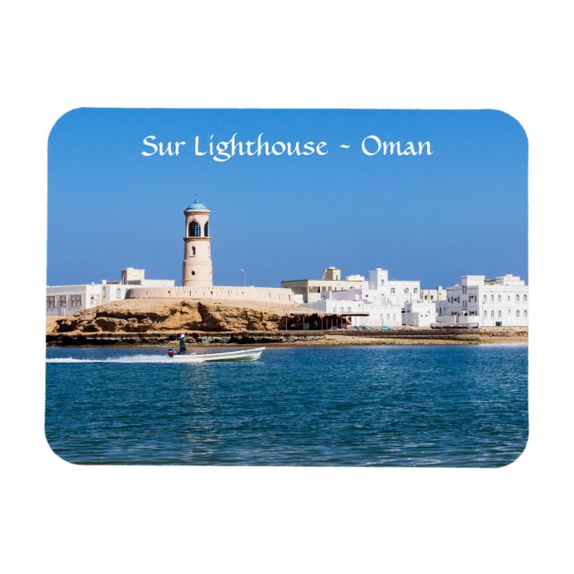 Sur Lighthouse mit Fischerboot - Sur, Oman Magnet (Horizontal)