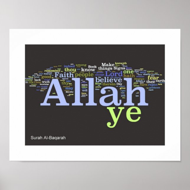 Surah Al-Baqarah Wordle Print Poster (Vorne)