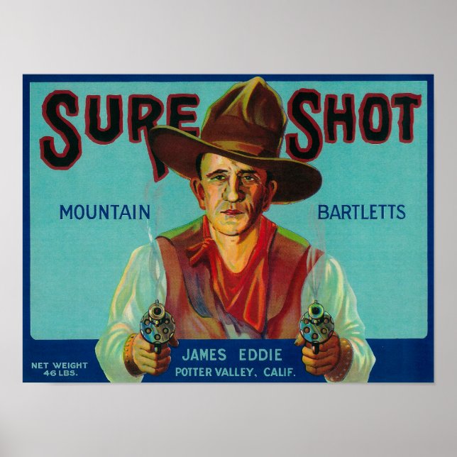 Sure Shot Pear Crate LabelPotter Valley, CA Poster (Vorne)