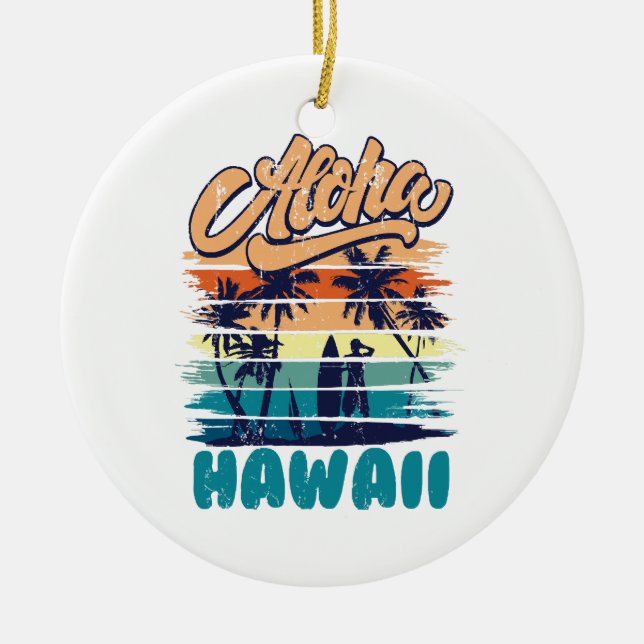 Surf - Aloha Hawaii Keramik Ornament (Vorne)