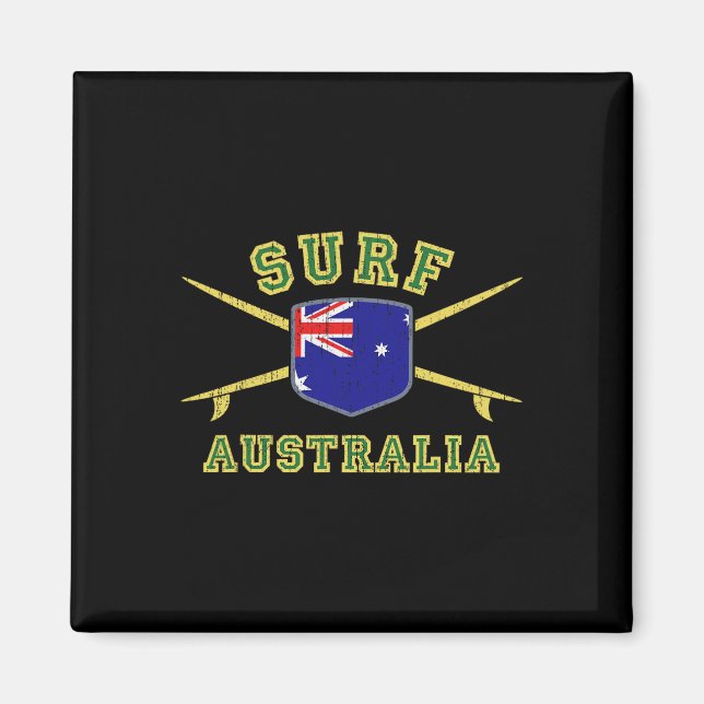 Surf Australien Vintage-Surfboards Aussie-Flagge S Magnet (Vorne)