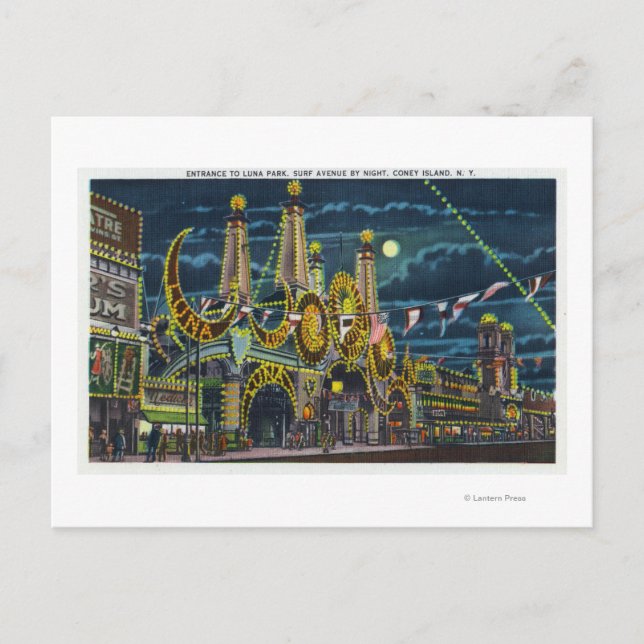 Surf Avenue Aussicht Luna Park Eingang Postkarte (Vorderseite)