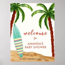 Surf Beach Baby an Bord Baby Dusche Willkommen Poster