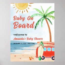Surf Beach Baby an Bord Baby Dusche Willkommen Poster
