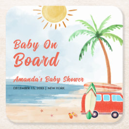 Surf Beach Baby an Bord Babydusche Rechteckiger Pappuntersetzer