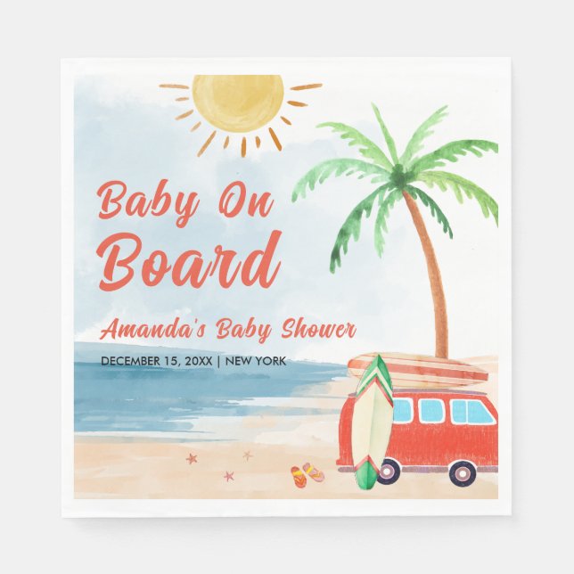 Surf Beach Baby an Bord Babydusche Serviette (Vorderseite)