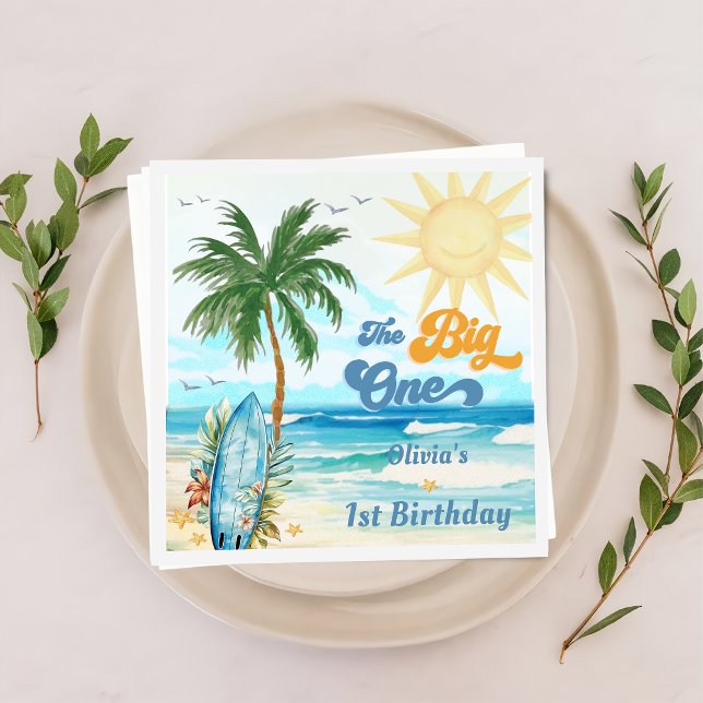 Surf Beach Birthday Party Napkins Serviette (Von Creator hochgeladen)