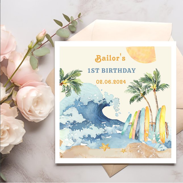 Surf Beach Birthday Party Serviette (Von Creator hochgeladen)
