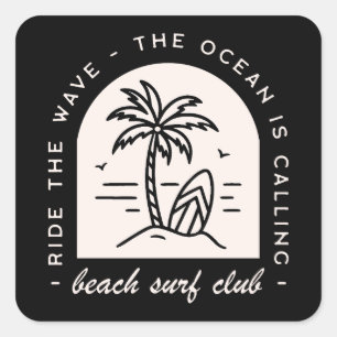 Surf Beach Club Surfer Liebhaber der Squad Crew Quadratischer Aufkleber