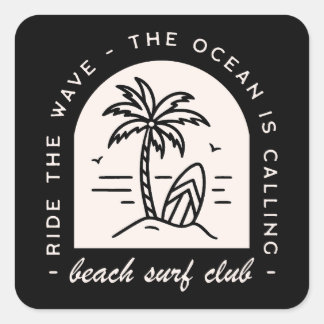 Surf Beach Club Surfer Liebhaber der Squad Crew Quadratischer Aufkleber