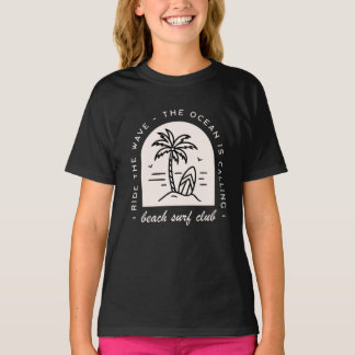 Surf Beach Club Surfliebhaber Crew Vintag schwarz T-Shirt
