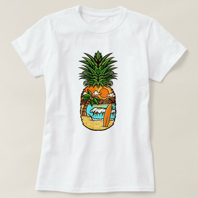 Surf Beach PineapleT-Shirt T-Shirt (Design vorne)