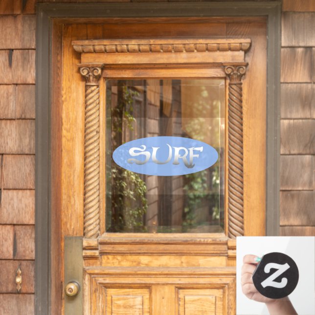 Surf-blaue ovale, opake Fensterklemme Fensteraufkleber (Haustür)