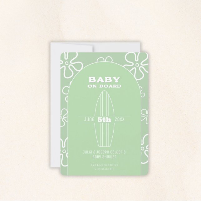 Surf Board Baby Shower - Custom Gender Neutral Einladung (Baby on Board Gender Neutral Shower - Invitations)