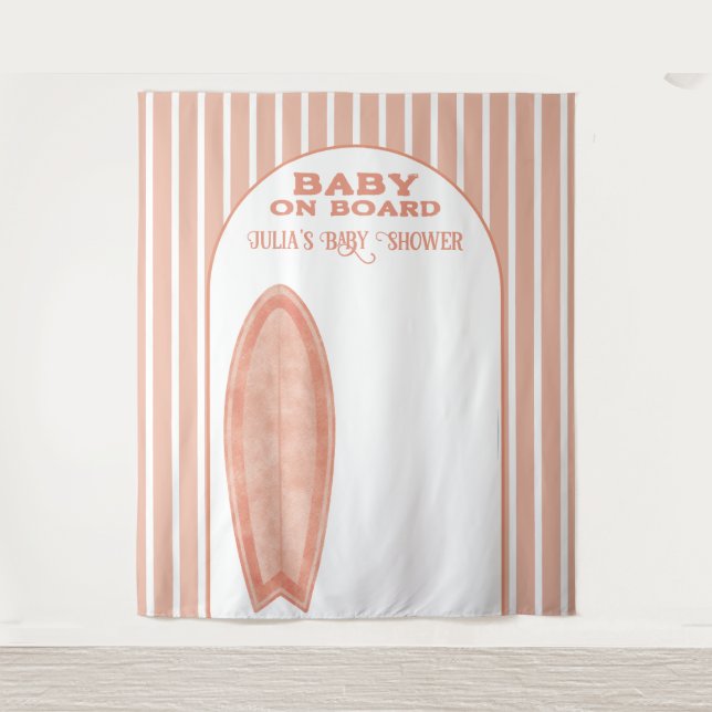 Surf Board Baby Shower Custom Photo Wall Banner Wandteppich (Vorderseite)