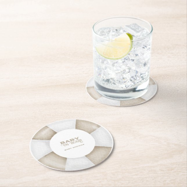 Surf Board Baby Shower Custom Runder Pappuntersetzer (Vor Ort)