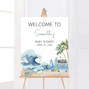 Surf Board Beach Baby Dusche Willkommen Poster