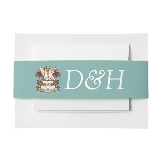 Surf Brides Wedding Einladungsbanderole (Vorderseite Beispiel)