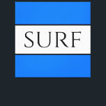 SURF Bright Nautical Blue White Summer Strips Leinwanddruck<br><div class="desc">Dieses elegante, nautische Design verfügt über einen großen schwarzen Schriftzeichen "SURF", der in einem breiten weißen Mittelstreifen zentriert ist, der mit schlanken schwarzen Nadelstreifen und farbenprächtigen, leuchtend blauen Hintergrundstreifen hervorgehoben ist. Machen Sie es sich selber: Die Farben in diesem Design können durch das Editieren des Designs geändert werden. Der Text...</div>