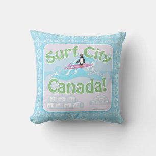 Surf City Canada Fun Pinguin Cartoon Kissen