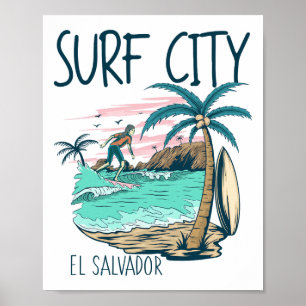 Surf City El Salvador Vintage-Surf-Geschenke El Sa Poster