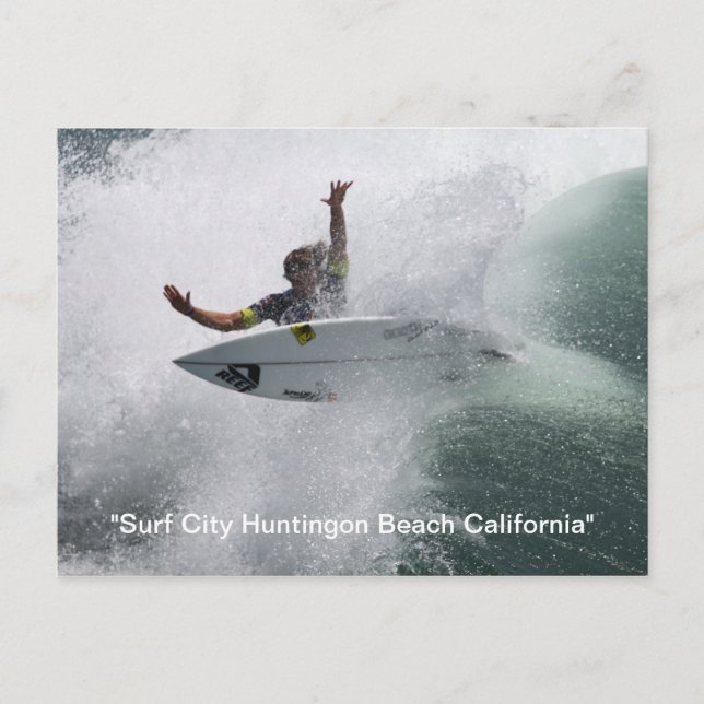 , "Surf City Huntingon Beach California" Postkarte (Vorderseite)